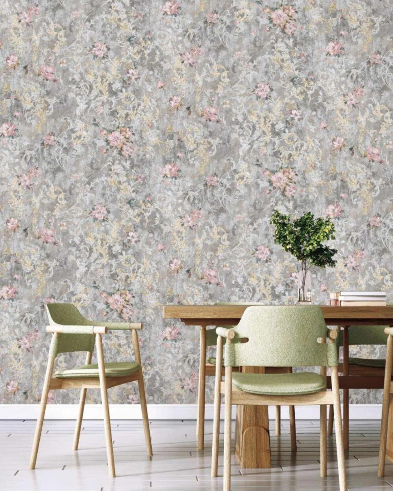 Flower Design 3D Texture Wallpaper Compatible with Wall | Material PVC, 9.5 Meter Length